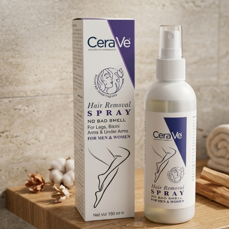 CeraVe Hair Removal Spray - Gentle Body Hair Eliminator Smooth Skin Depilatory Formula Easy Spray Skincare Product For Men And Women - 150ML
