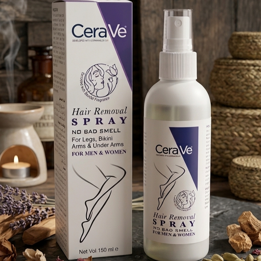 CeraVe Hair Removal Spray - Gentle Body Hair Eliminator Smooth Skin Depilatory Formula Easy Spray Skincare Product For Men And Women - 150ML