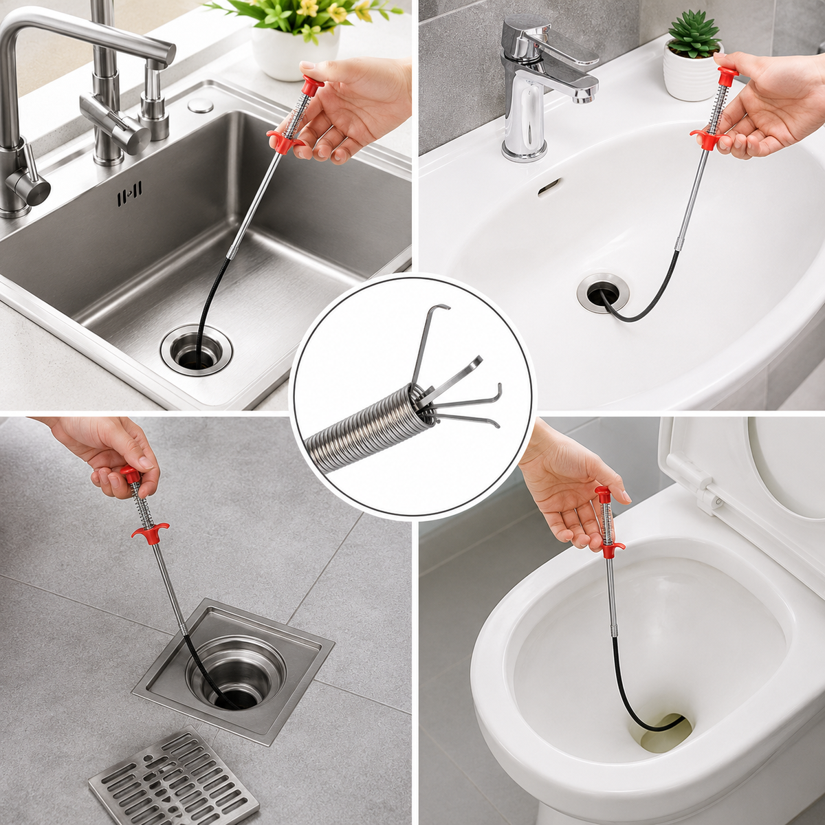 Stainless Steel Sink Wire Drain Cleaner | 90cm Spring Cleaning Stick