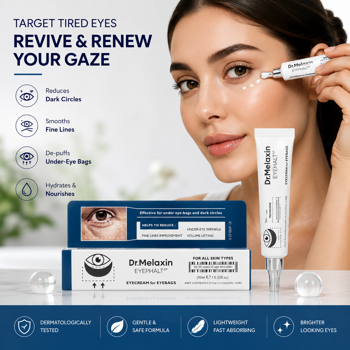 Dr. Melaxin Eyephalt Eye Cream for Eyebags Dark Circles Puffiness Treatment Hydrating Under Eye Cream (10g)
