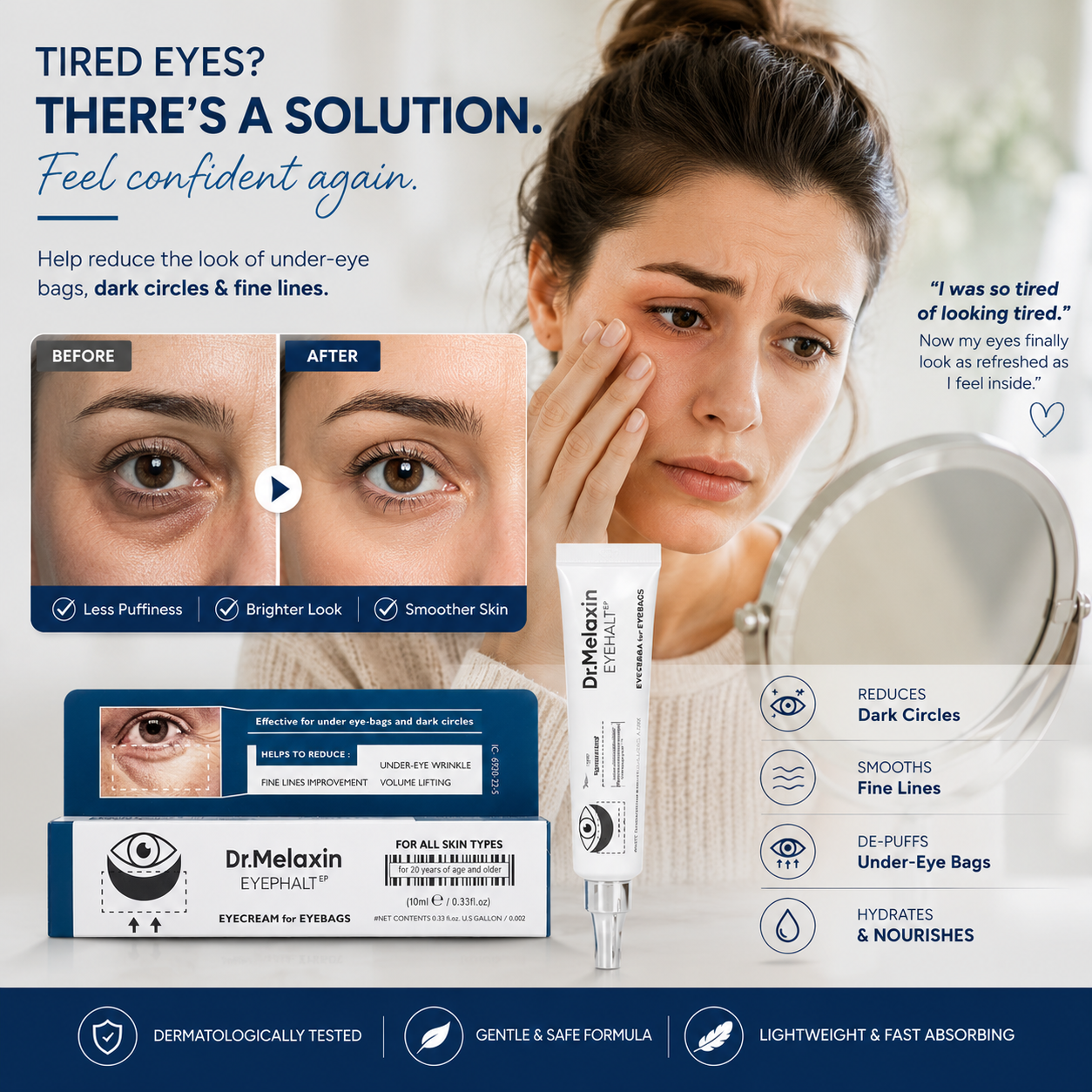Dr. Melaxin Eyephalt Eye Cream for Eyebags Dark Circles Puffiness Treatment Hydrating Under Eye Cream (10g)