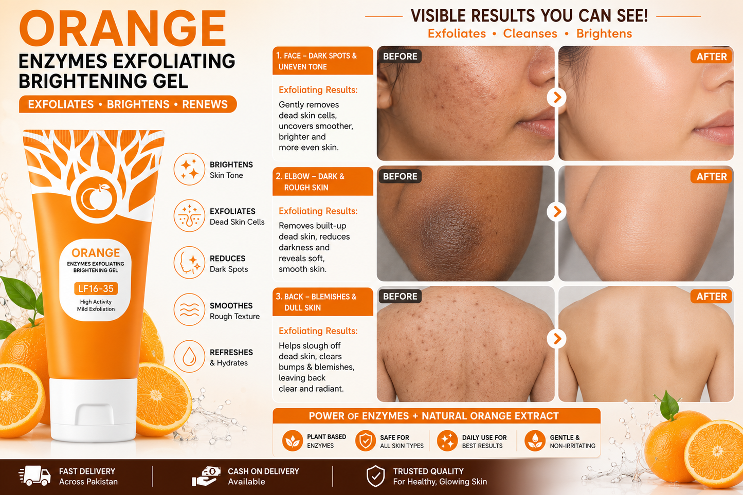 Orange Enzyme Exfoliating Brightening Gel – (80gm)