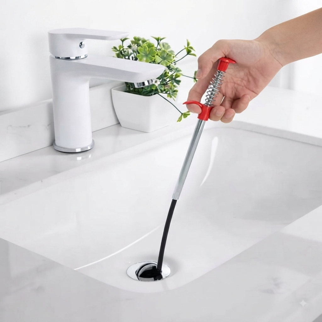 Stainless Steel Sink Wire Drain Cleaner | 90cm Spring Cleaning Stick