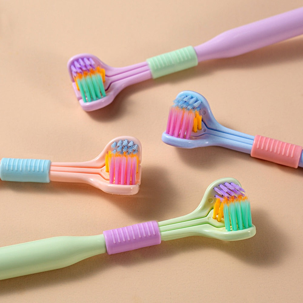 Three-Sided Soft Hair Toothbrush | Wrap-Around Deep Cleaning Toothbrush