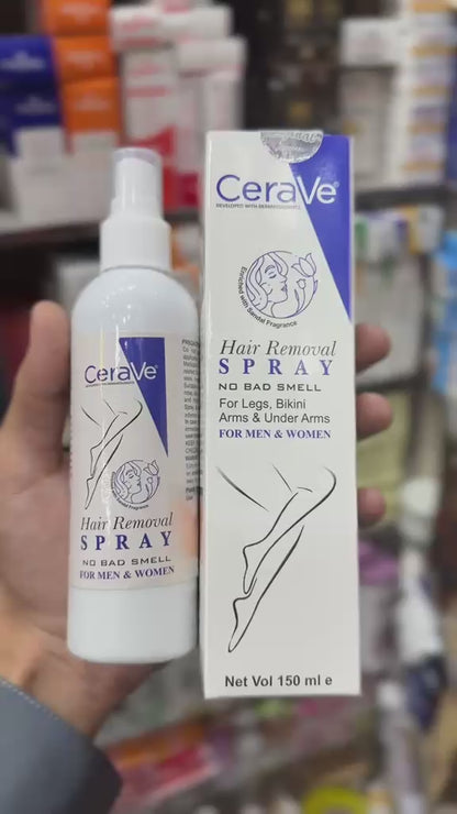CeraVe Hair Removal Spray - Gentle Body Hair Eliminator Smooth Skin Depilatory Formula Easy Spray Skincare Product For Men And Women - 150ML